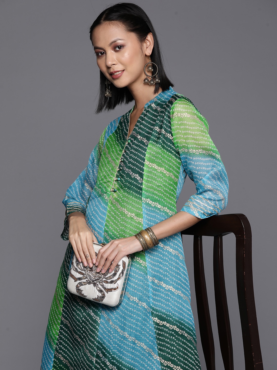 

Varanga Women Bandhani Printed Kurta, Green