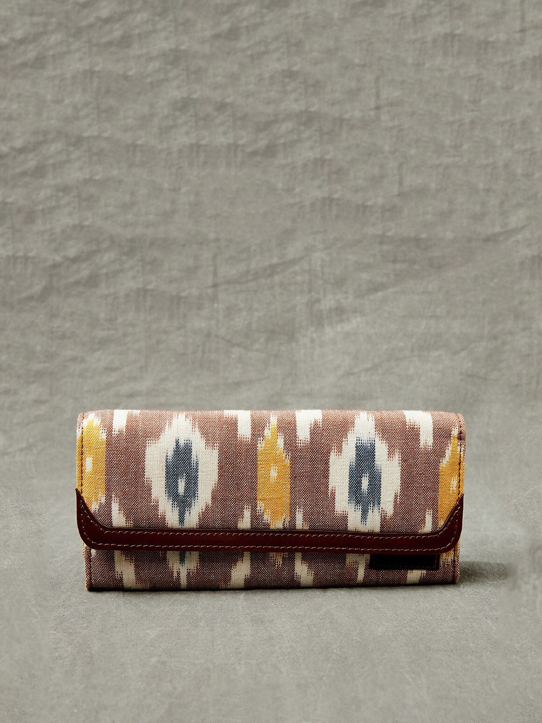 

Fabindia Ethnic Motifs Printed Two Fold Wallet, Brown