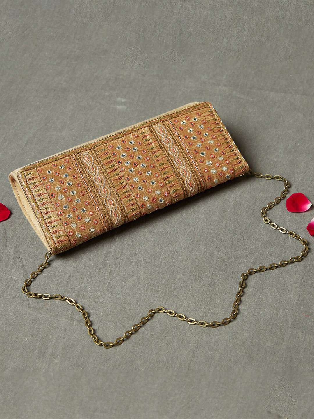 

Fabindia Embroidered Purse Clutch, Gold