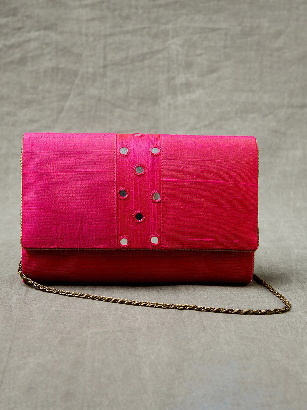 

Fabindia Pink Embroidered Purse Clutch