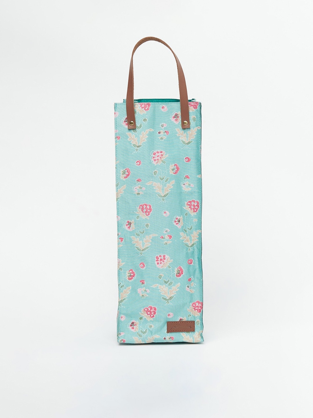

Fabindia Floral Printed Structured Wine Bag, Turquoise blue