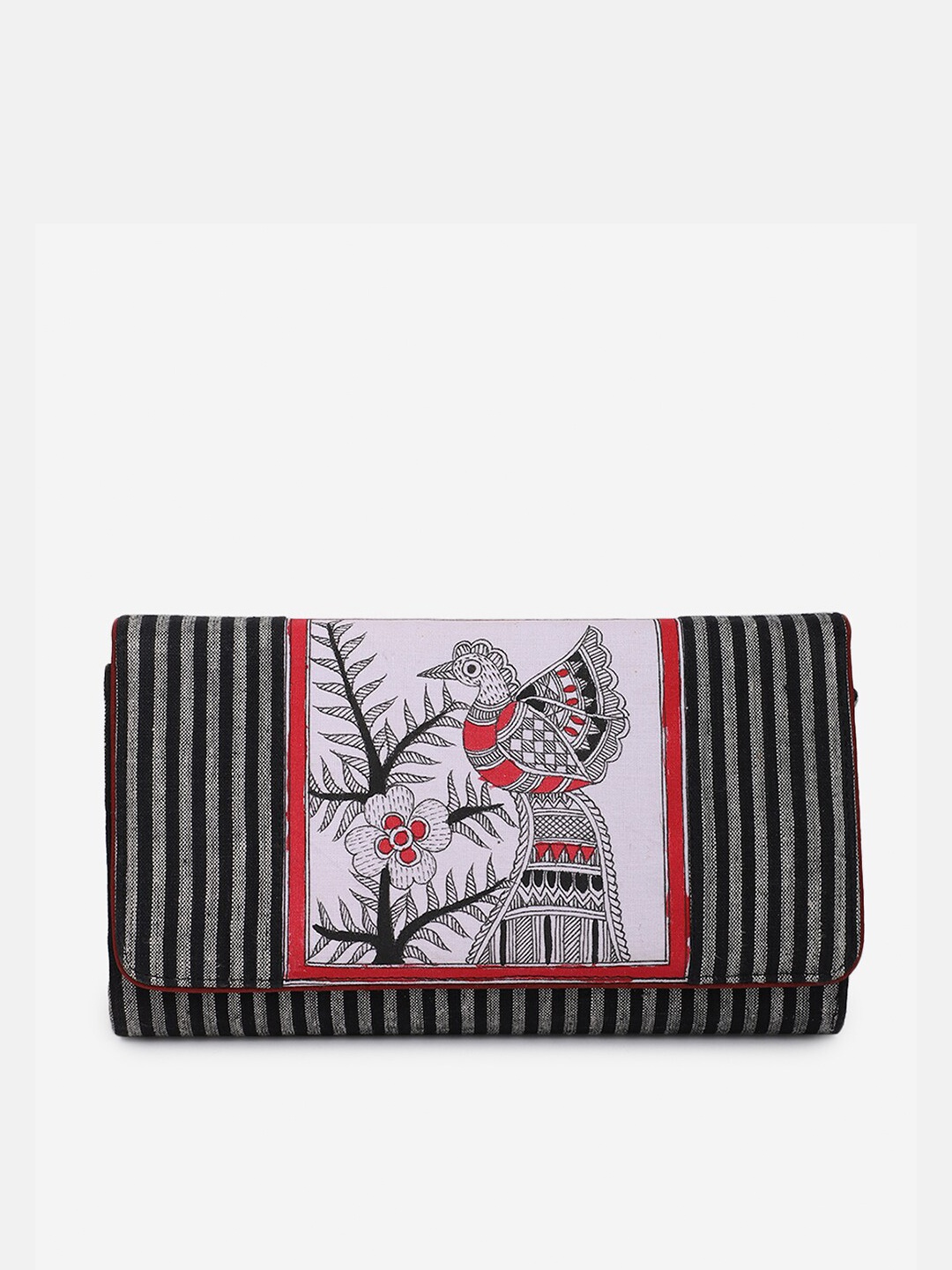 

Fabindia Striped Madhubani Purse Clutch, Black