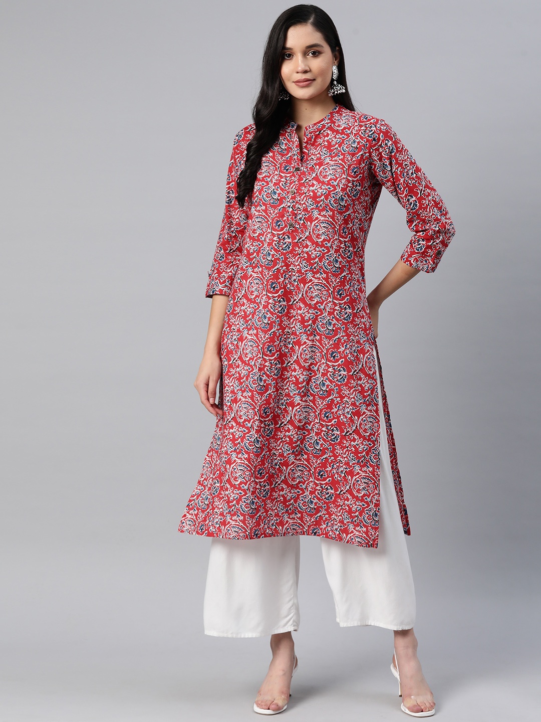 

Readiprint Fashions Women Floral Printed Kurta, Red