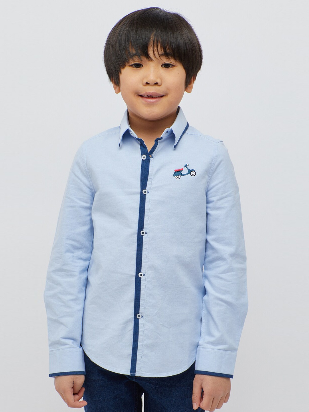 

One Friday Boys Cotton Casual Shirt, Blue