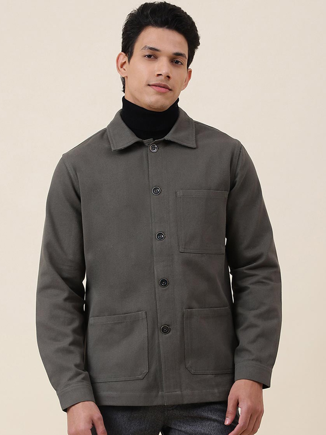 

Fabindia Men Cotton Tailored Jacket, Olive