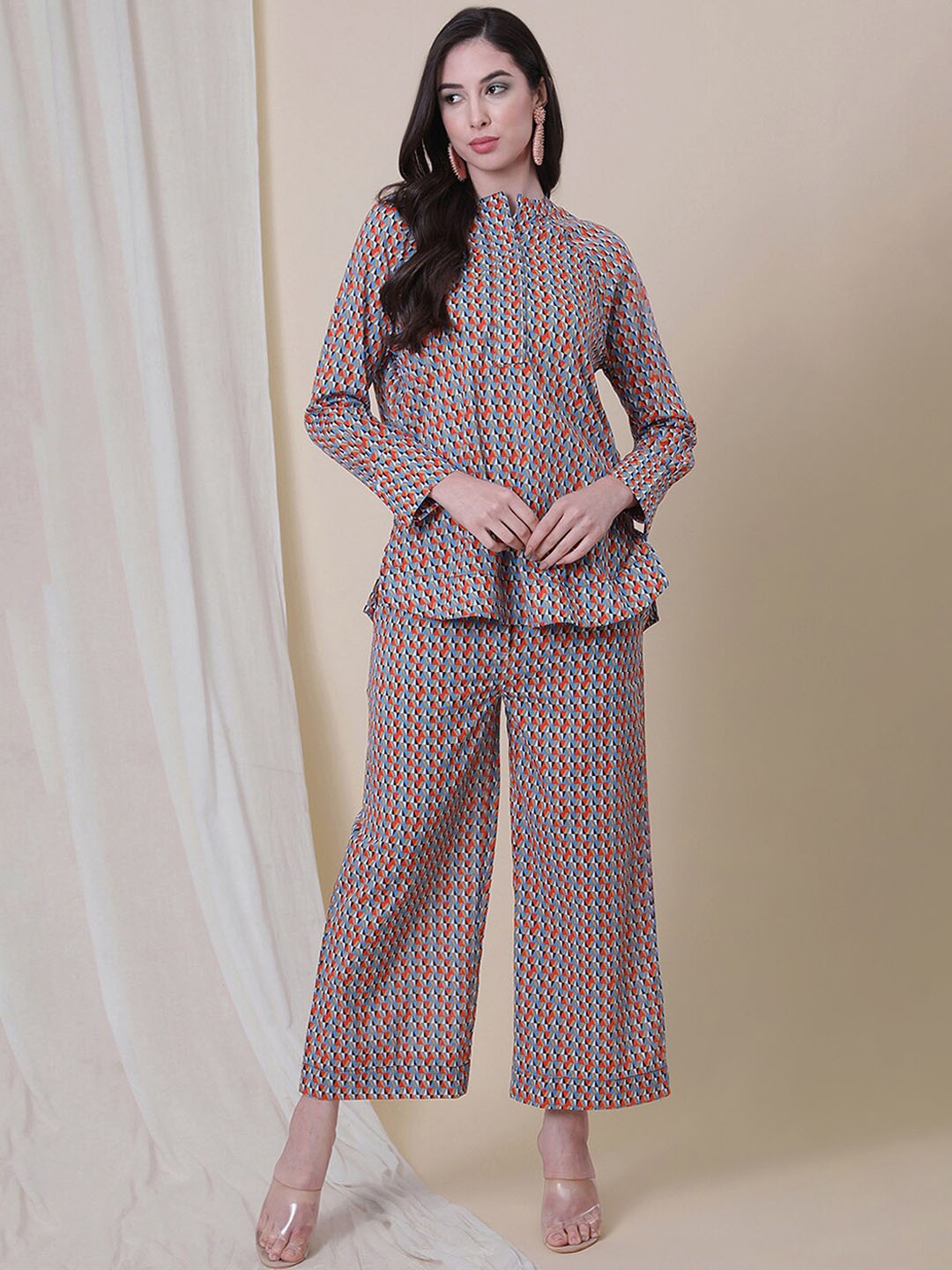 

Be Indi Geometric Printed Co-Ord Set, Blue