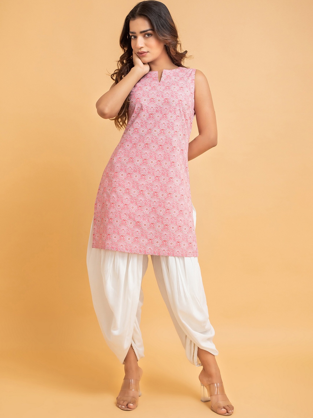 

SUTI Ethnic Motifs Mirror Work Embroidered Regular Kurta With Salwar, Pink
