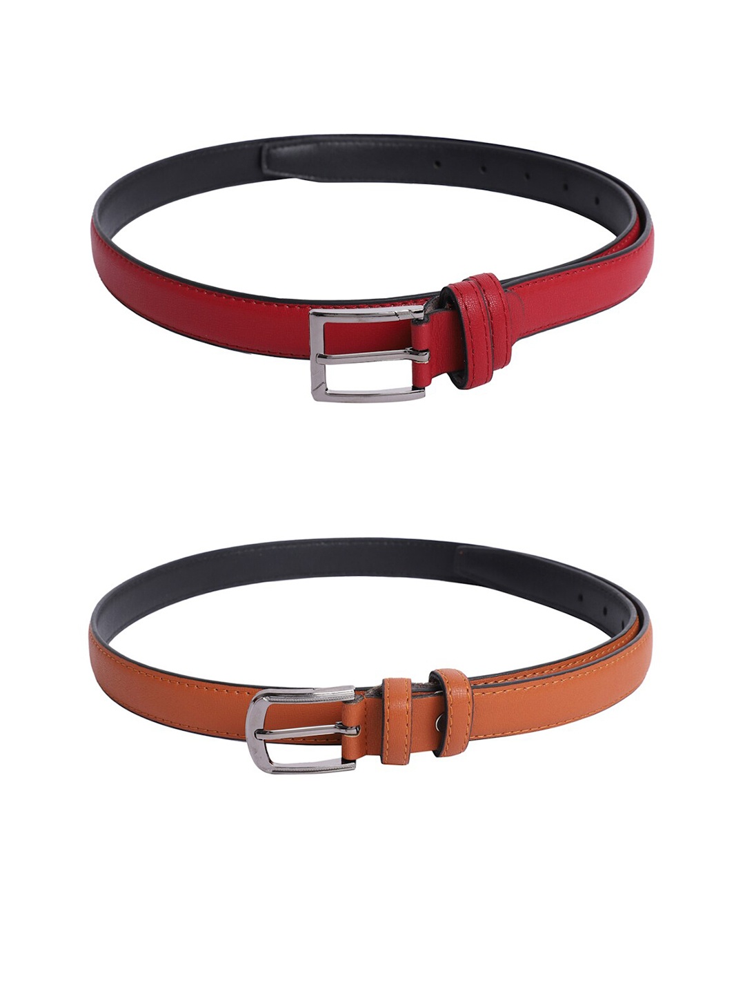 

The Mini NEEDLE Women Pack Of 2 Slim Tang Belt, Red