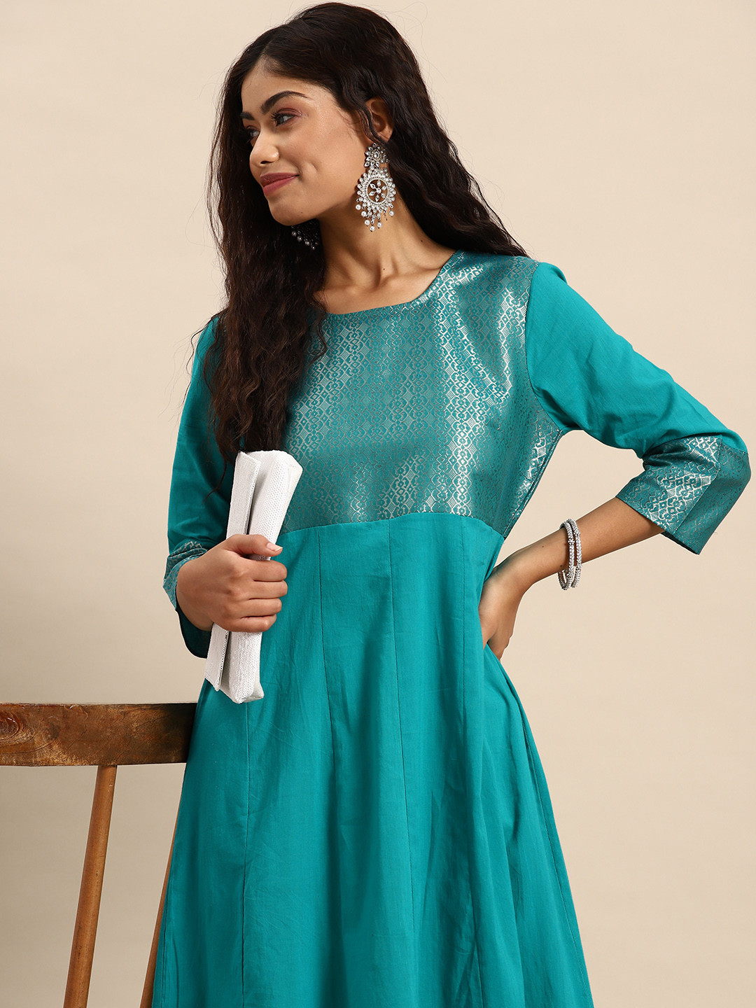 

Sangria Ethnic Motifs Yoke Design Anarkali Kurta, Blue