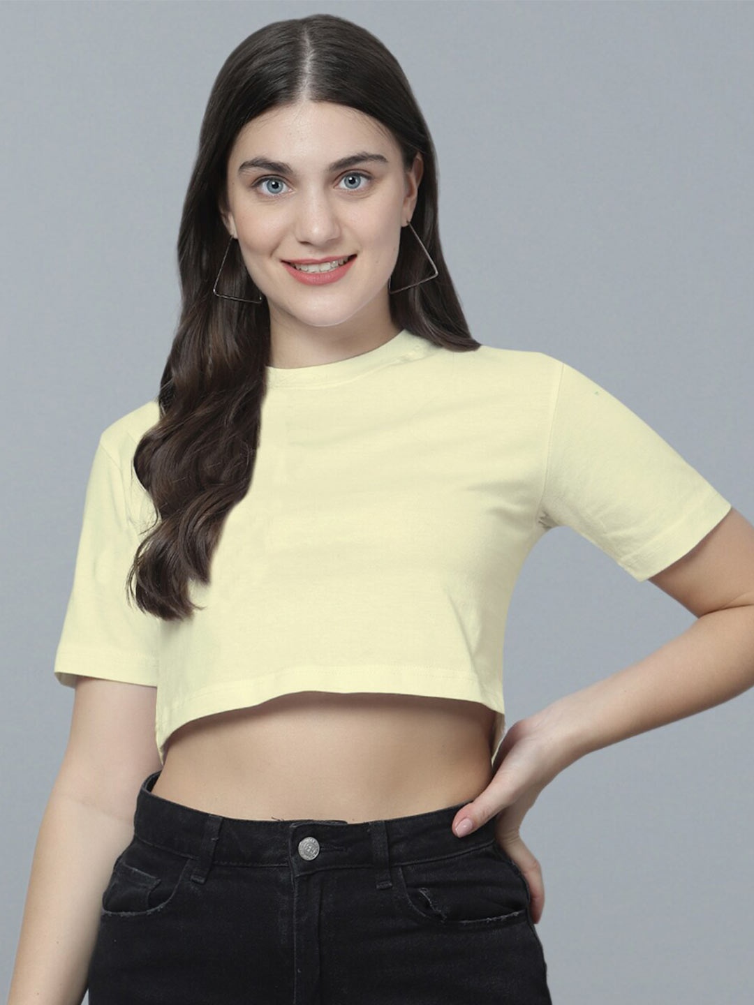 

DIAZ Pure Cotton Oversized Crop T-shirt, Lime green
