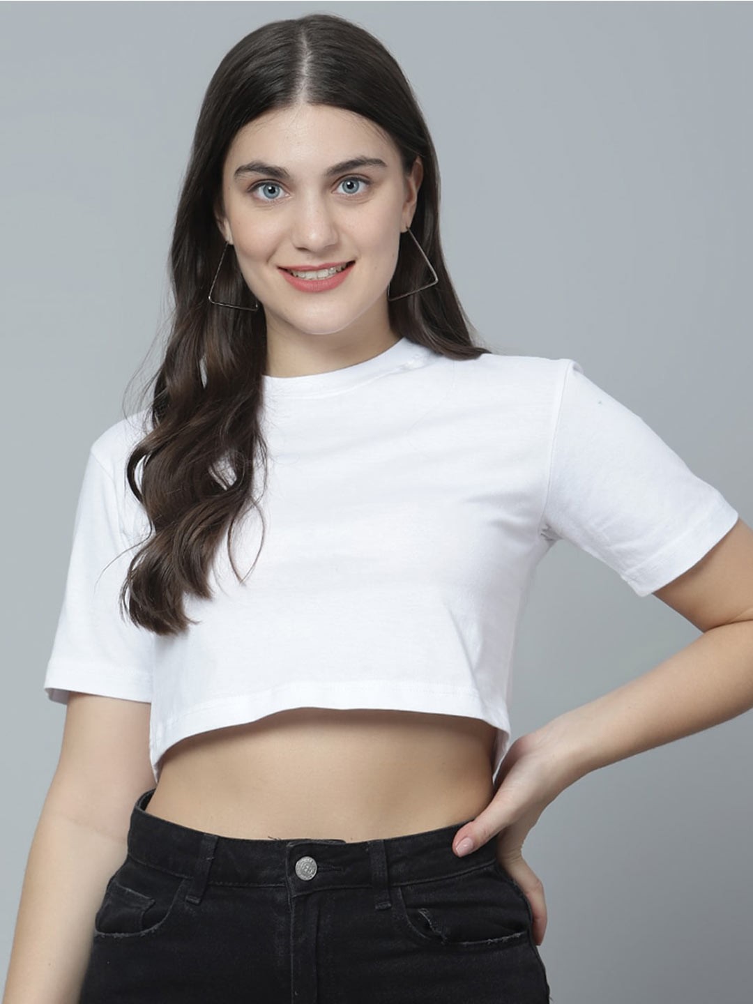 

DIAZ Pure Cotton Oversized Crop T-shirt, White
