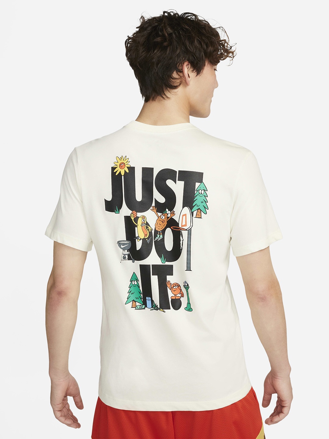 

Nike Men Dri-FIT Printed Cotton Basketball T-Shirt, White