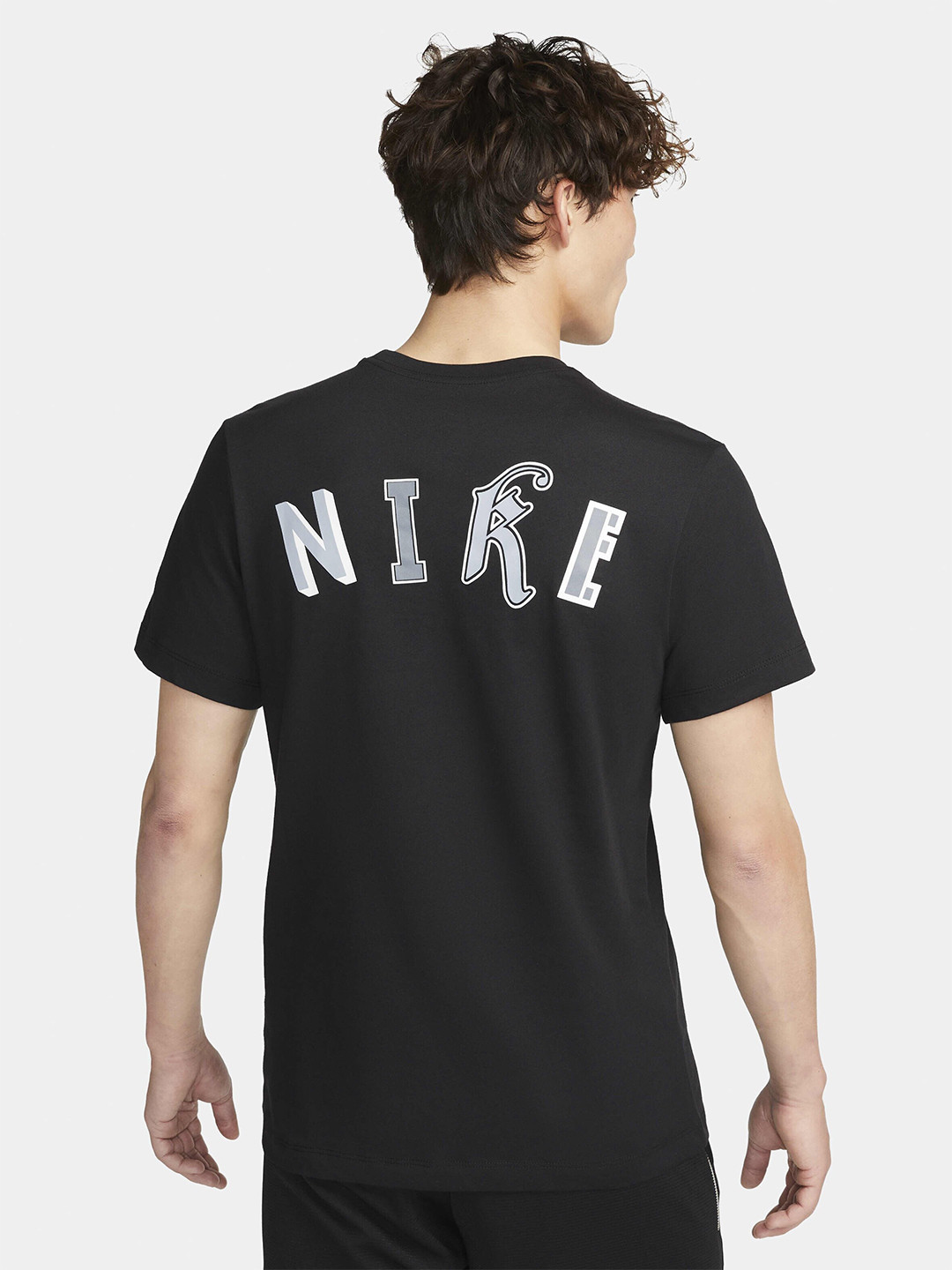 

Nike Dry-Fit Logo Printed Short Sleeves Basketball Cotton T-Shirt, Black