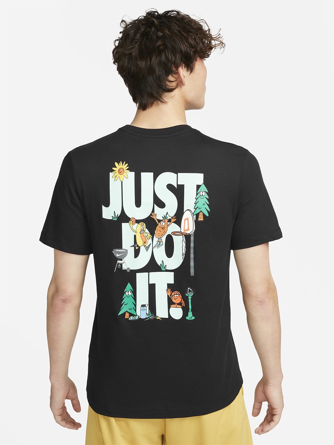 

Nike Men Dri-Fit Printed Cotton Basketball T-Shirt, Black