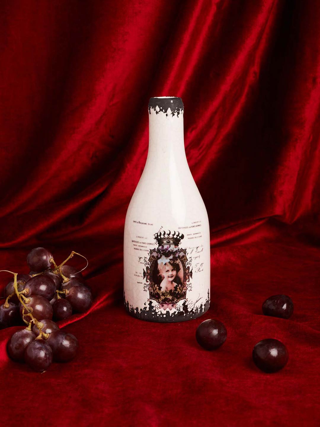 

THEDECORKART Royalty Cream-Colored & Brown Printed Ceramic Bud Vase