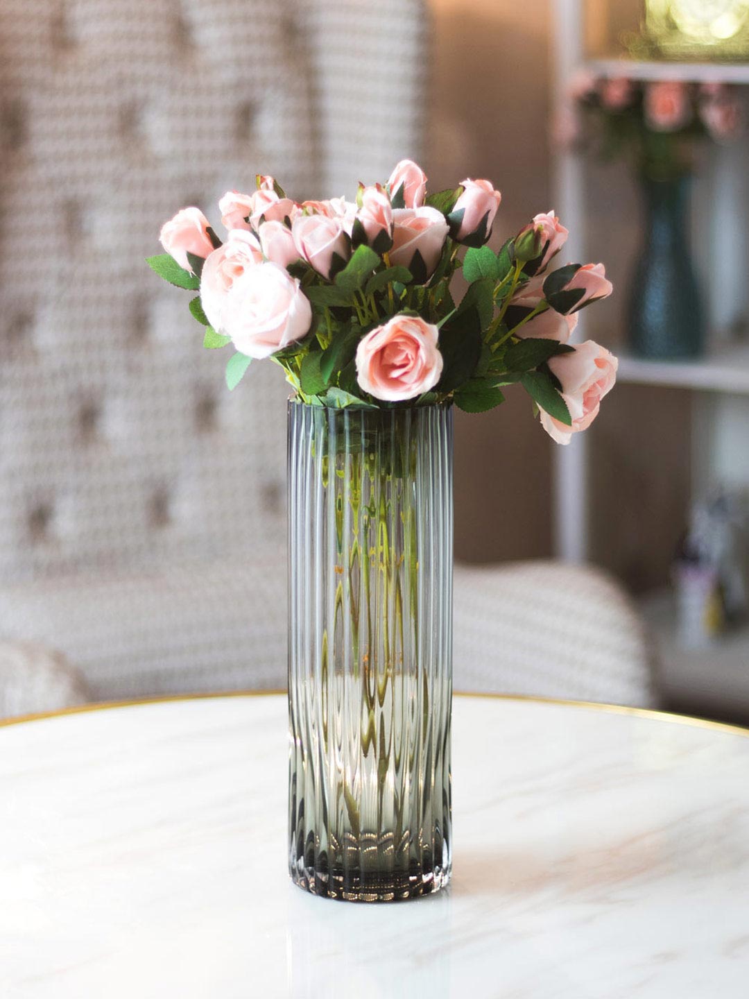 

THEDECORKART Transparent Gleaming Glass Decorative Vase