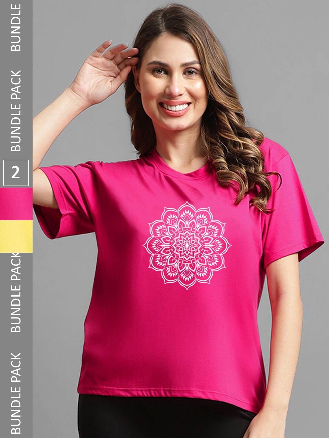 

Kanvin Pink & Yellow Pack Of 2 Oversized Printed T-shirts