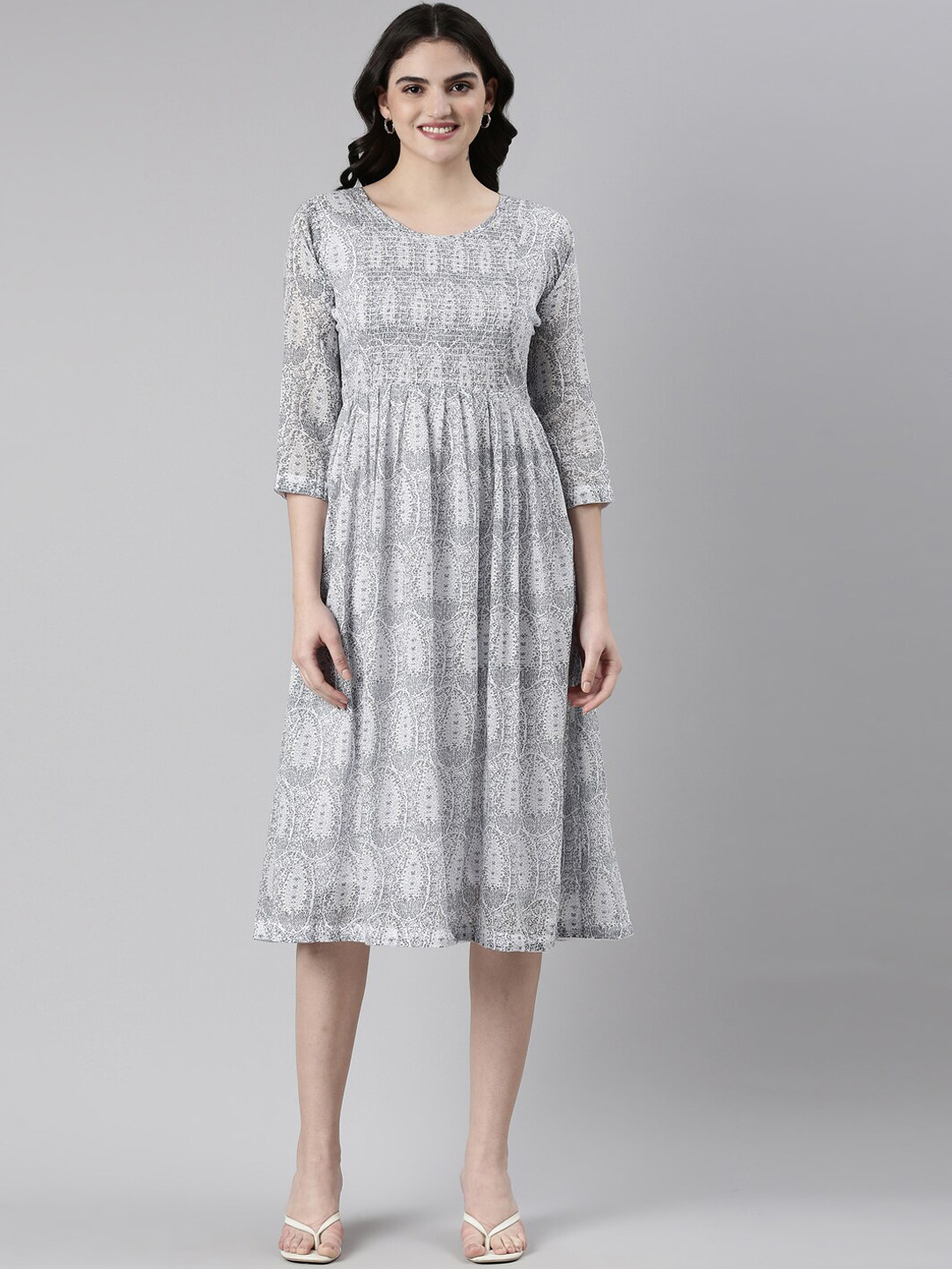 

GOLDSTROMS Printed Cotton Midi Ethnic Dress, Green