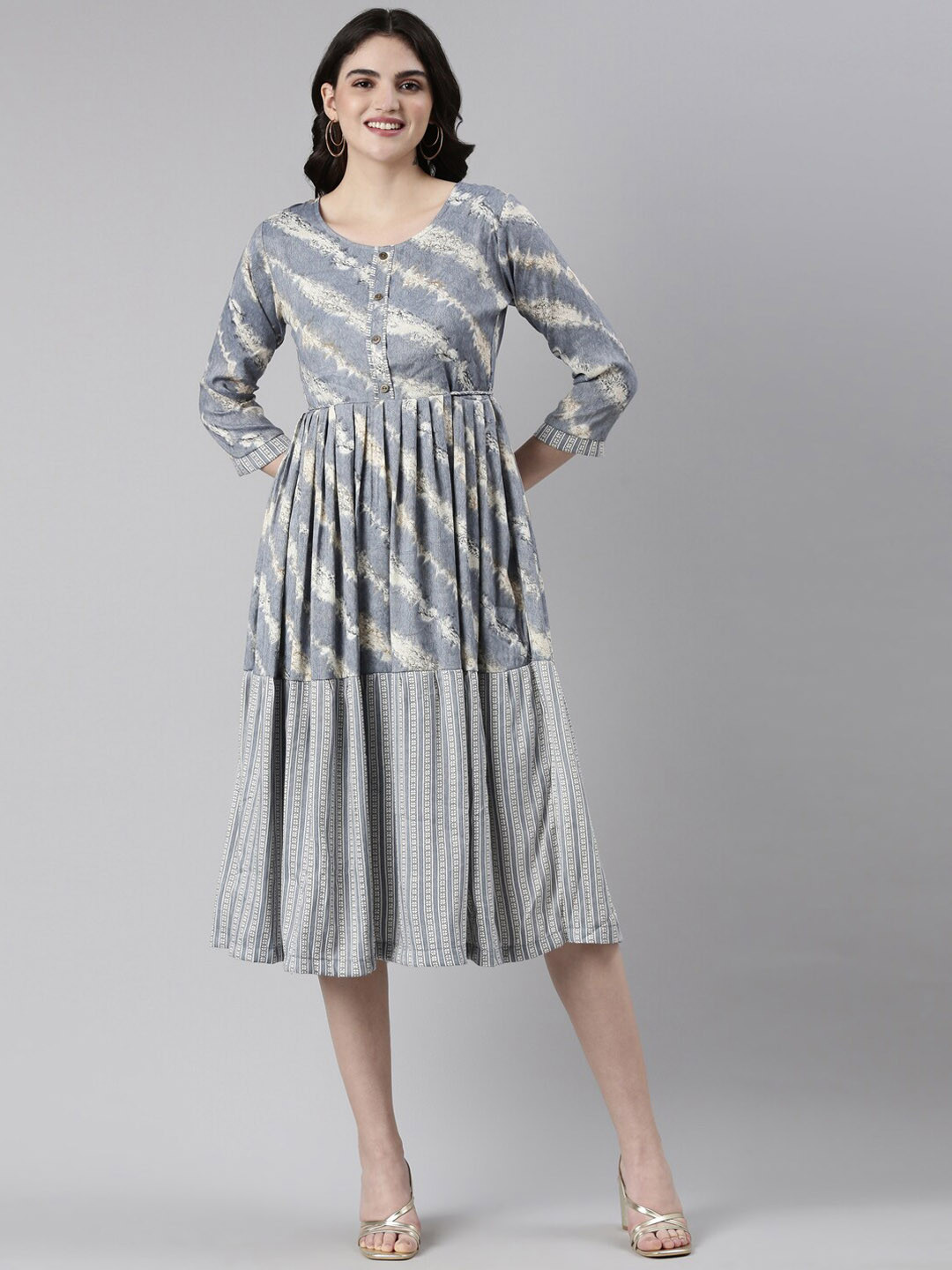 

GOLDSTROMS Printed Midi Ethnic Dress, Grey