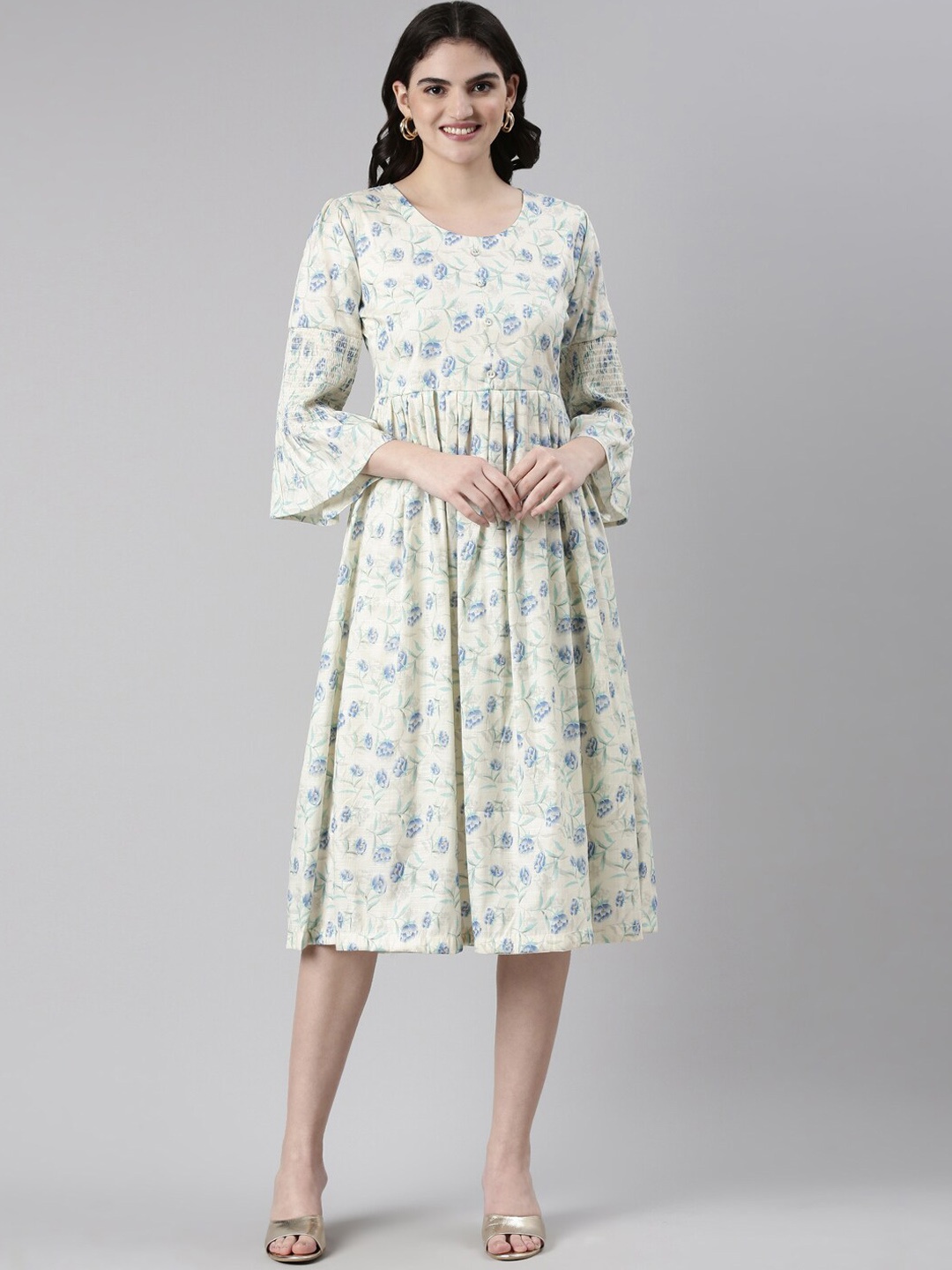 

GOLDSTROMS Printed Midi Ethnic Dress, Green