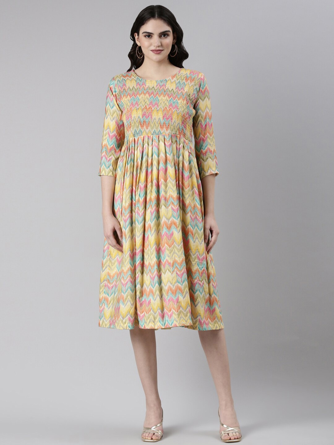 

GOLDSTROMS Printed Cotton Smoking Dress, Yellow