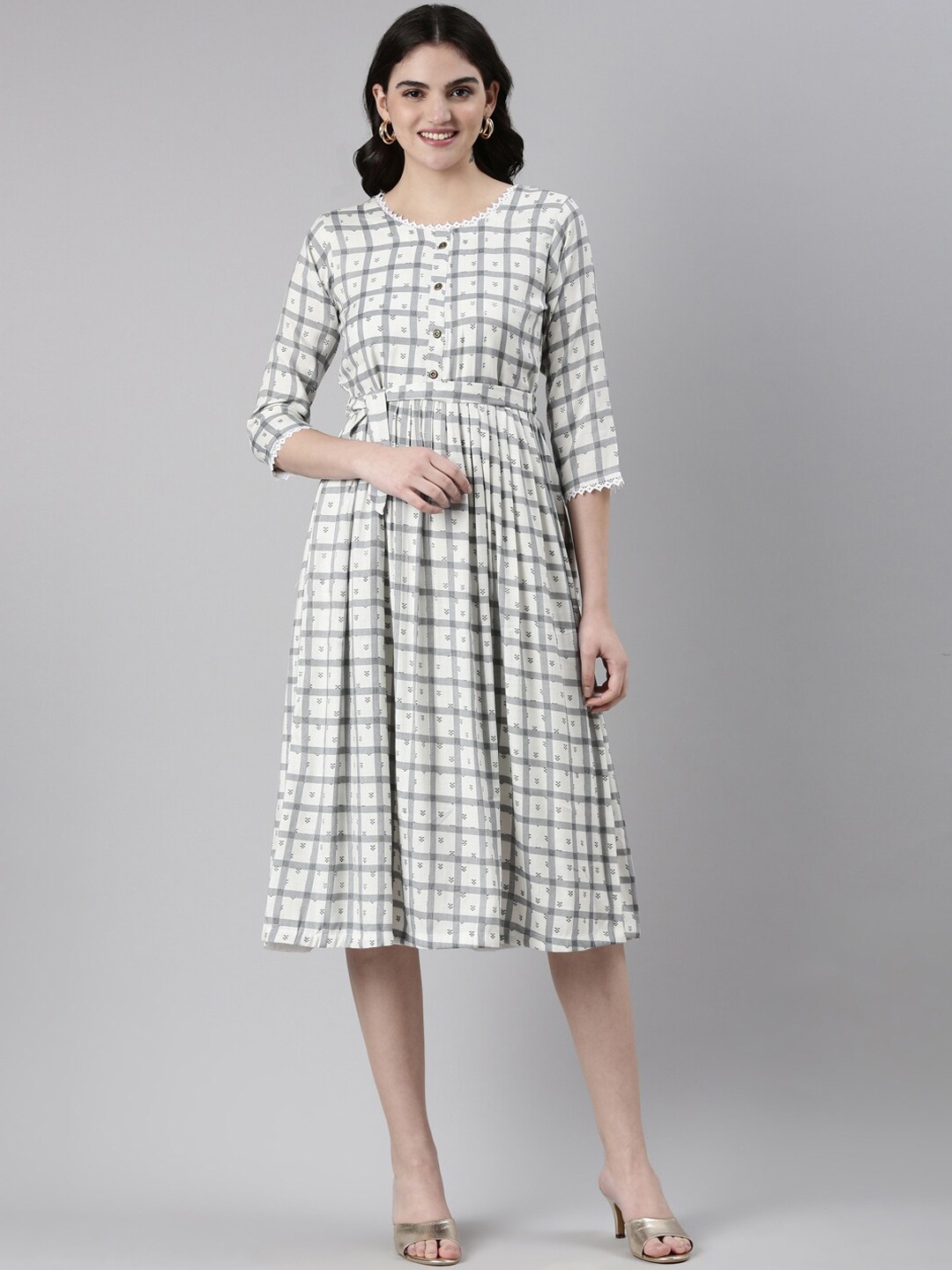 

GOLDSTROMS Printed Midi Ethnic Dress, Black