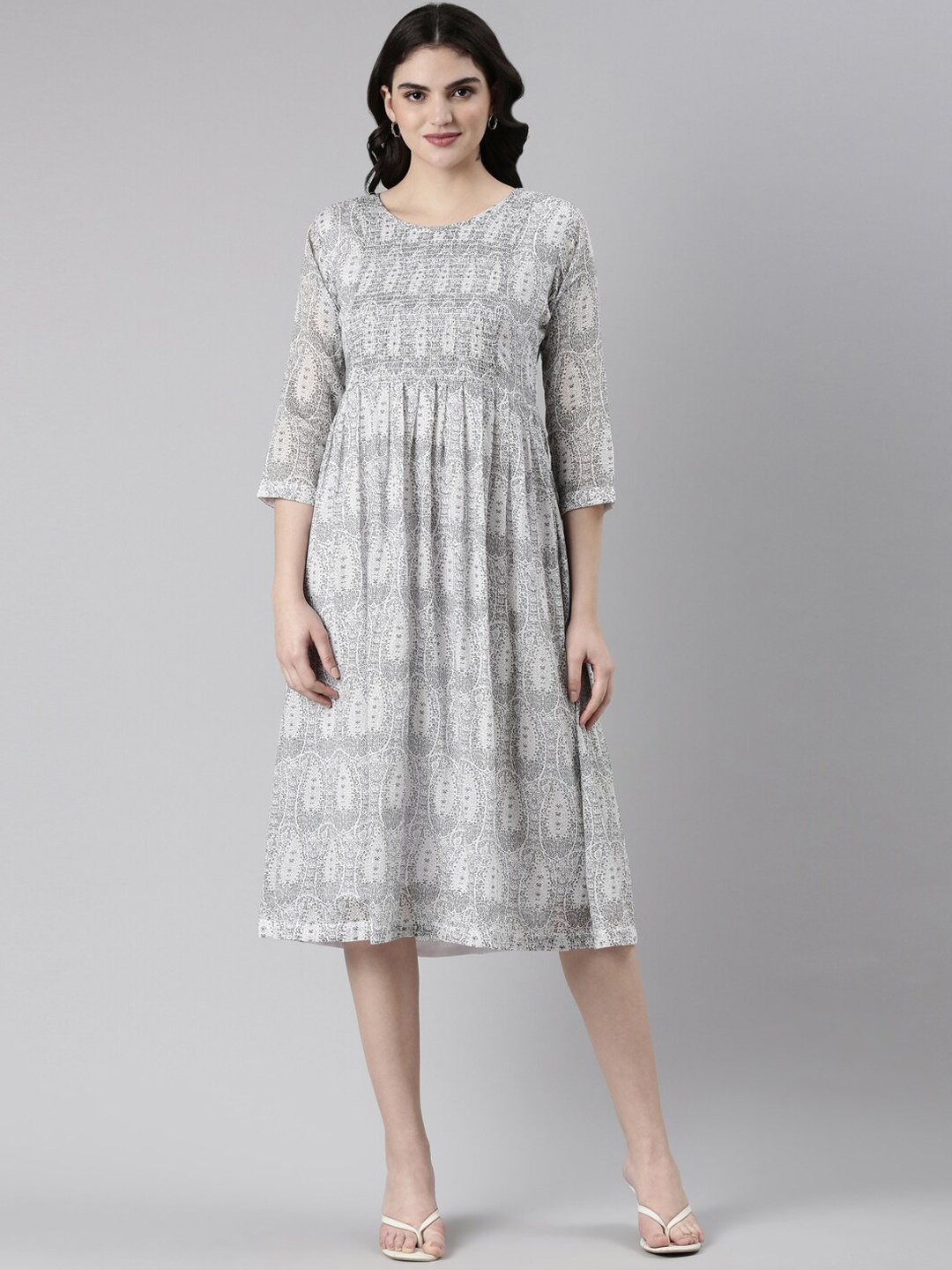 

GOLDSTROMS Printed Midi Ethnic Dress, Black