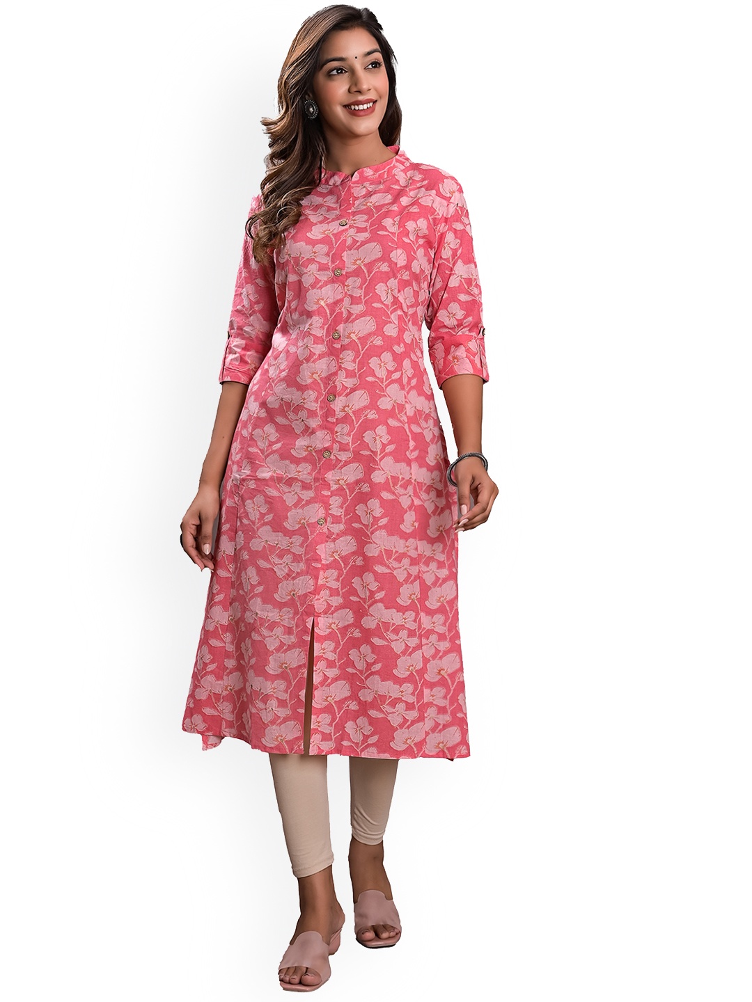 

KASHEEDA Women Pink Printed Floral Anarkali Kurta