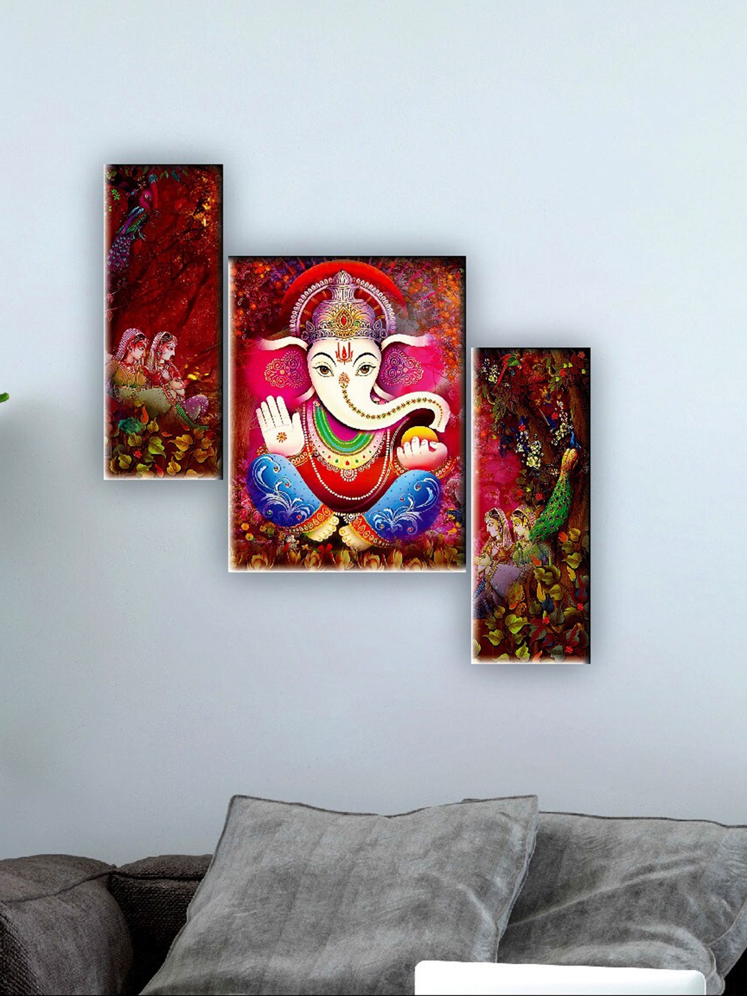 

SAF Brown & Blue 3 Pieces Lord Ganesha Wall Art