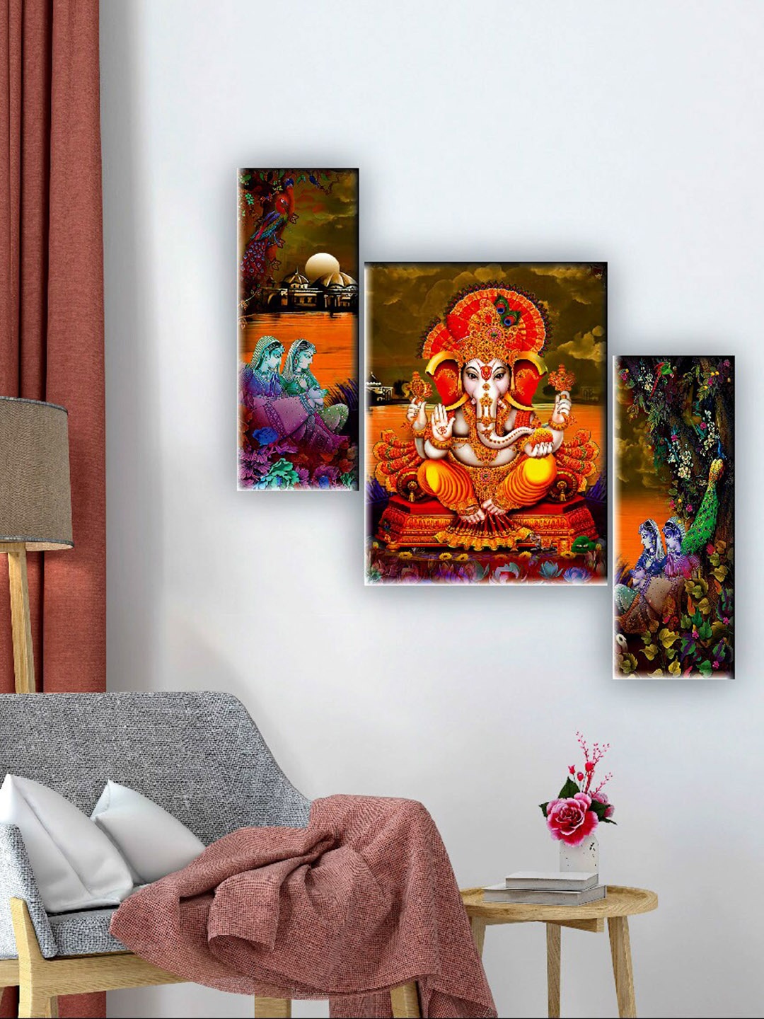 

SAF Blue & Green 3 Pieces Lord Ganesha Wall Art