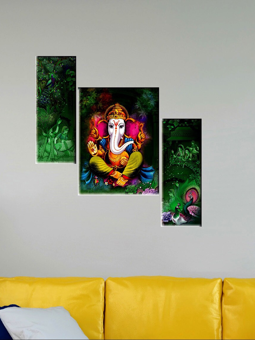 

SAF Green & Blue 3 Pieces Lord Ganesha Wall Art