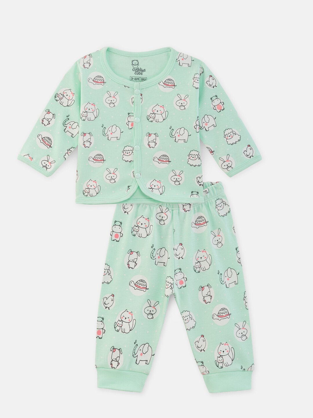 

Cuddles for Cubs Infants Pure Cotton Shirt with Pyjamas, Green