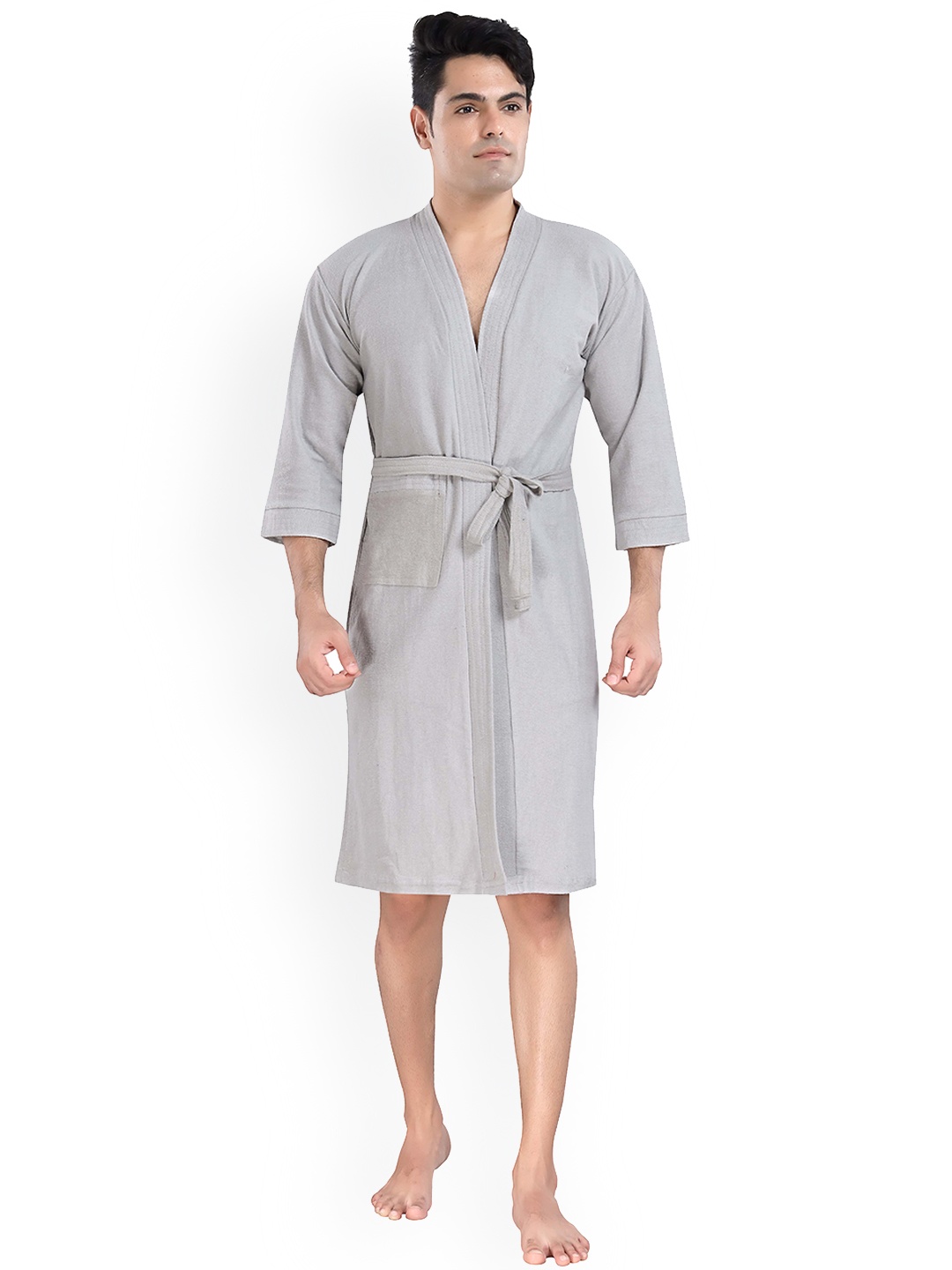 

HotGown Men Grey Terry Cotton Bathrobe