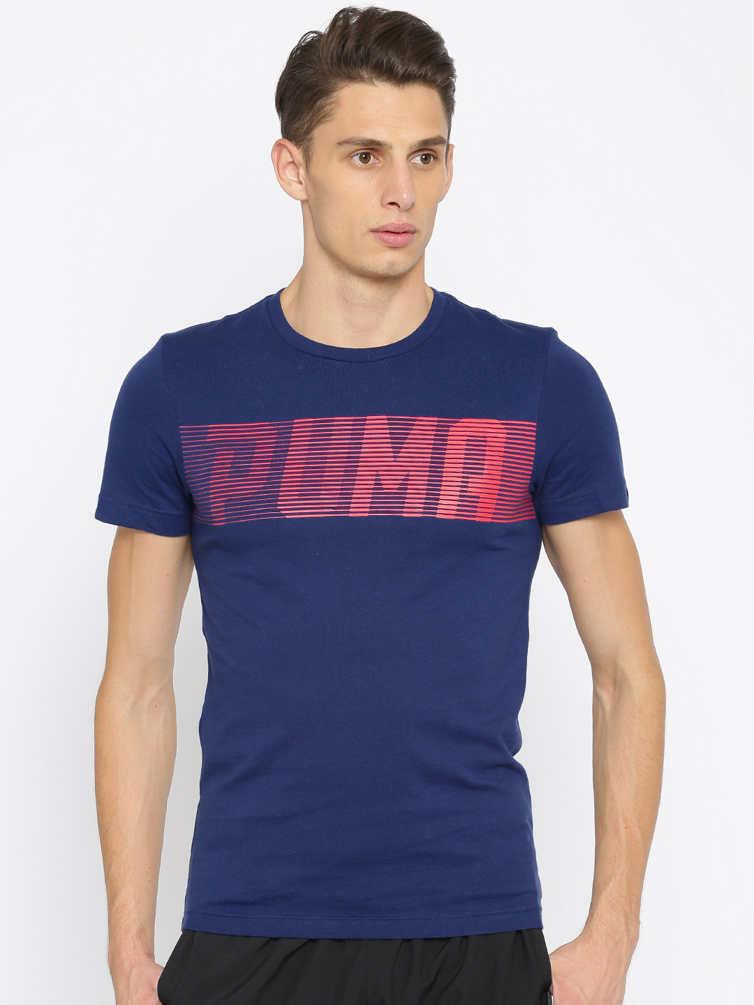 

Puma Men Navy Blue Printed Slim Fit Brand Speed Logo T-shirt