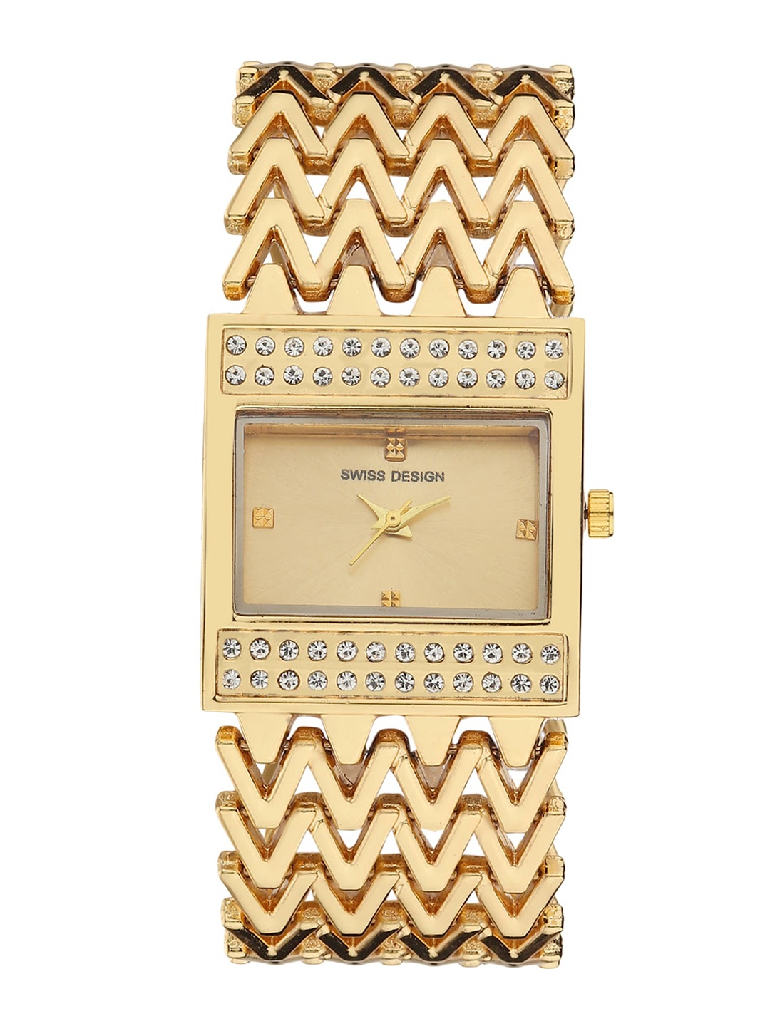 

Swiss Design Women 6 Bangles With Watch Gift Set SDWJ23 Set-77, Gold