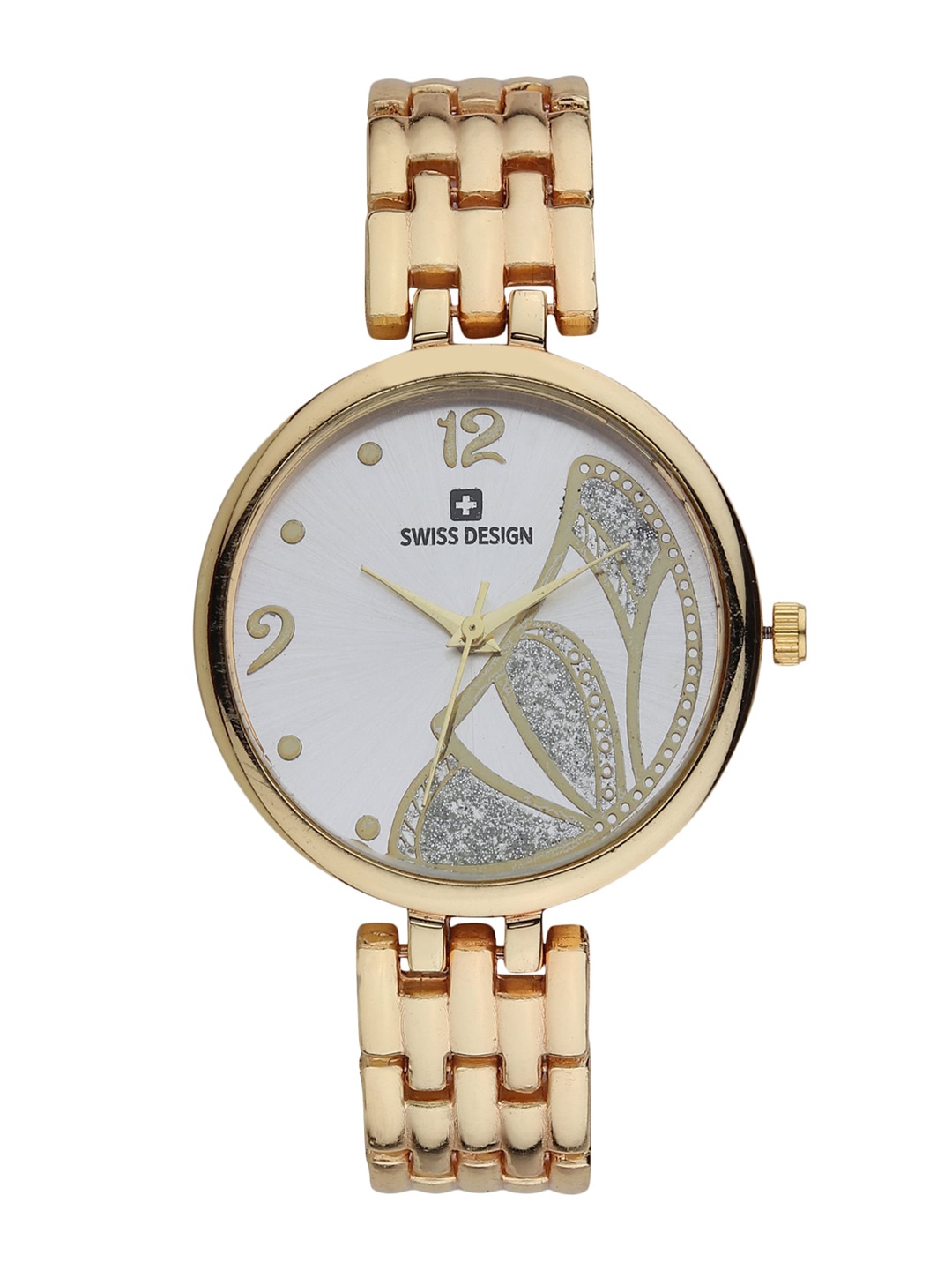 

Swiss Design Women Printed Dial Watch & Bracelet Gift Set SDWJ23 Set-09, Gold