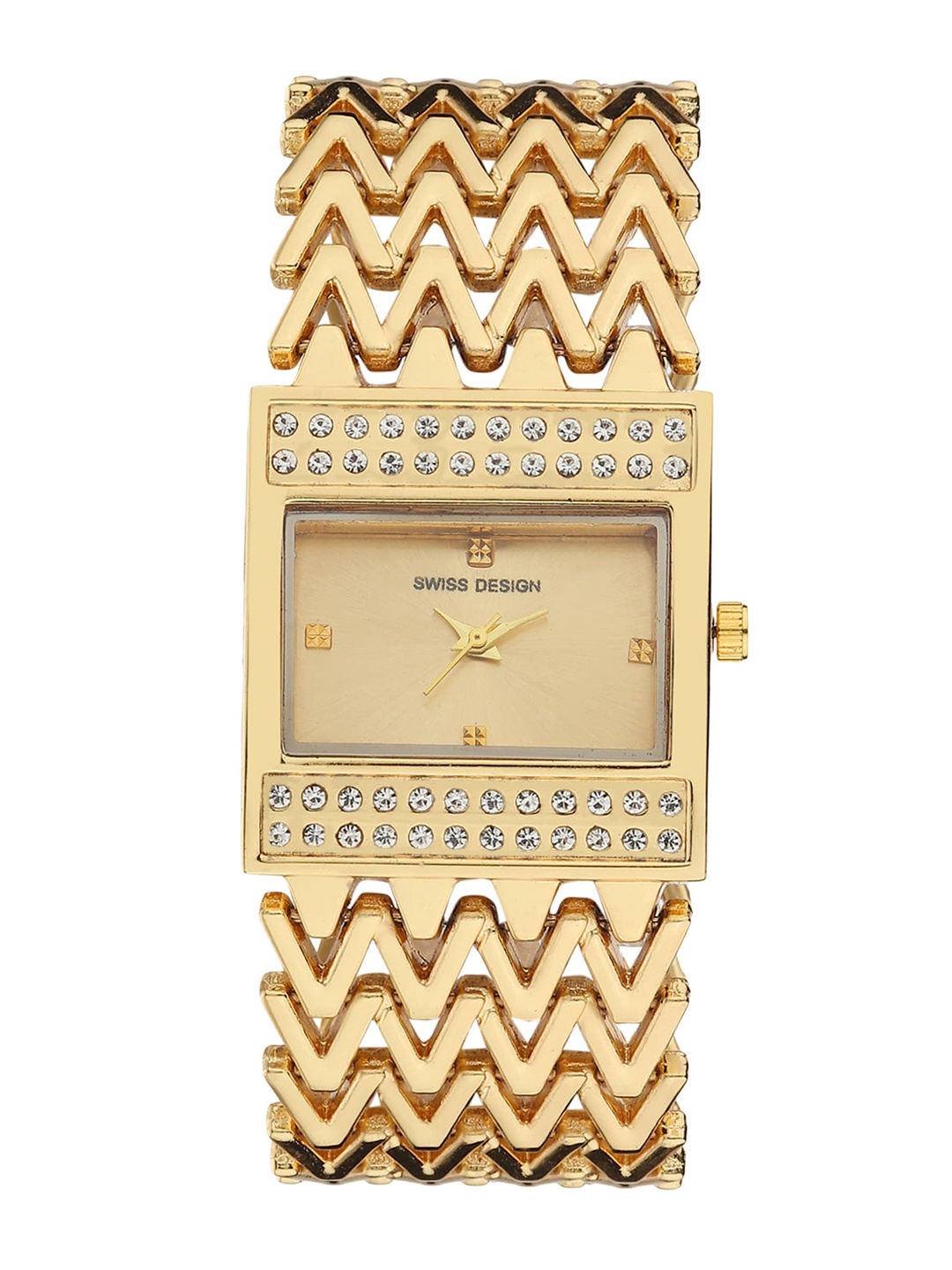 

Swiss Design Women Three Bracelets With Watch Gift Set-SDWJ23 Set-74, Gold