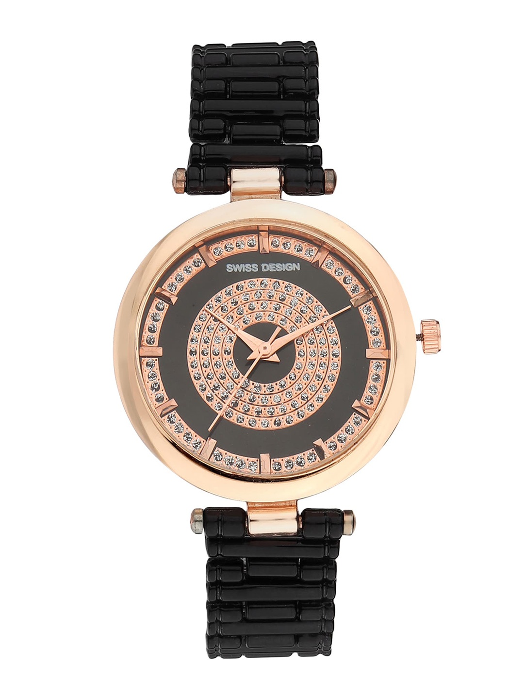 

Swiss Design Women Six Bangles With Watch Gift Set-SDWJ23 Set-88, Black