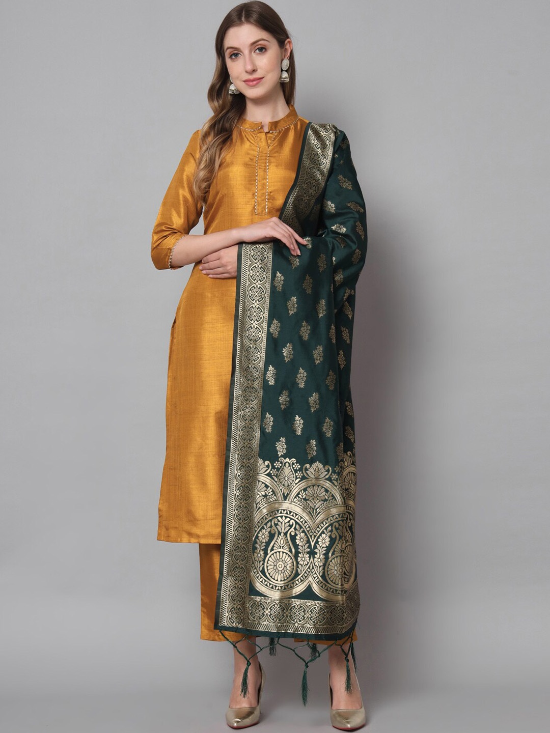 

KALINI Regular Kurta with Trousers & Dupatta, Mustard