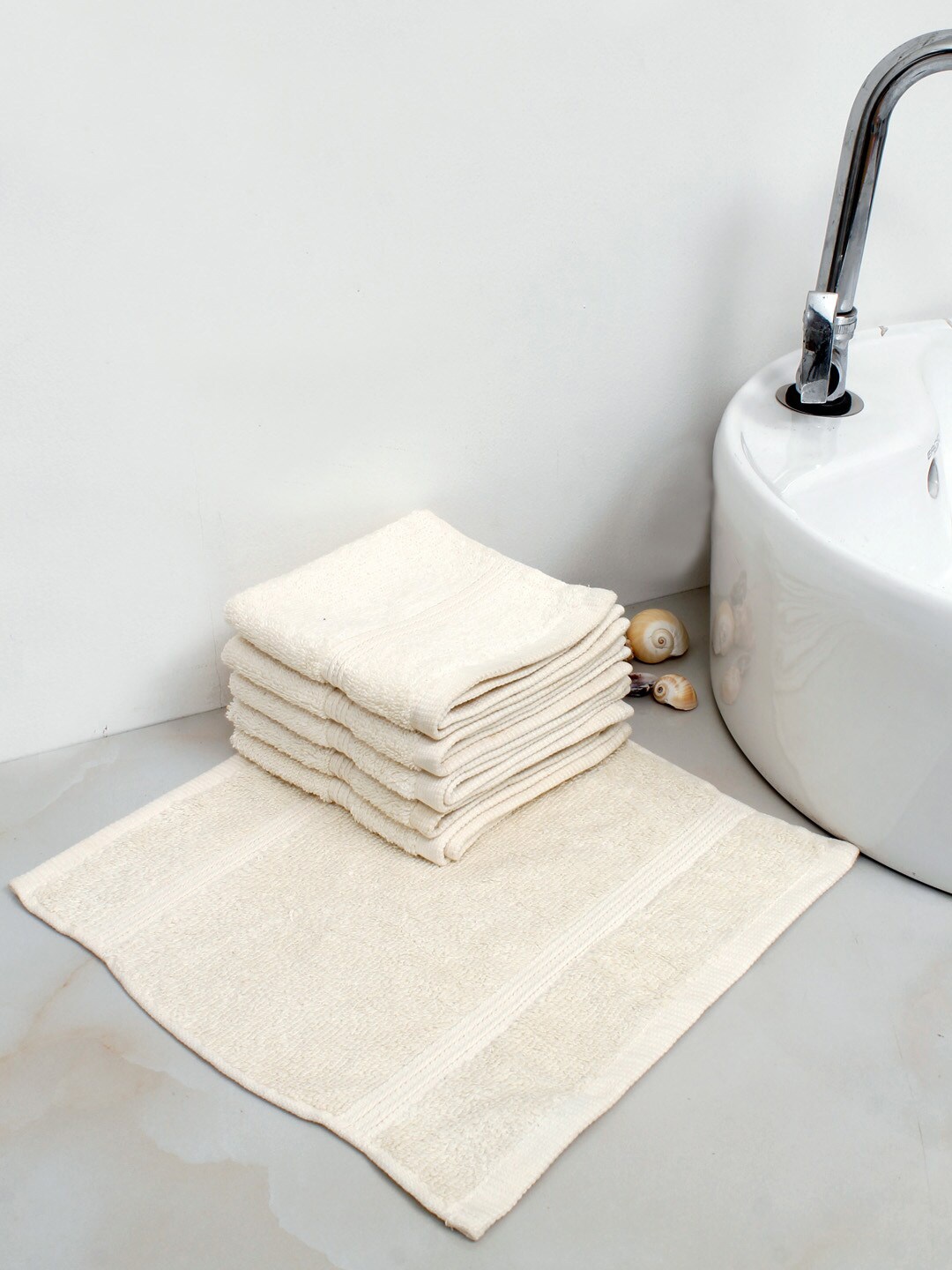 

AVI Living Cream-Colored 6-Pieces 650 GSM Reversible Pure Cotton Face Towels