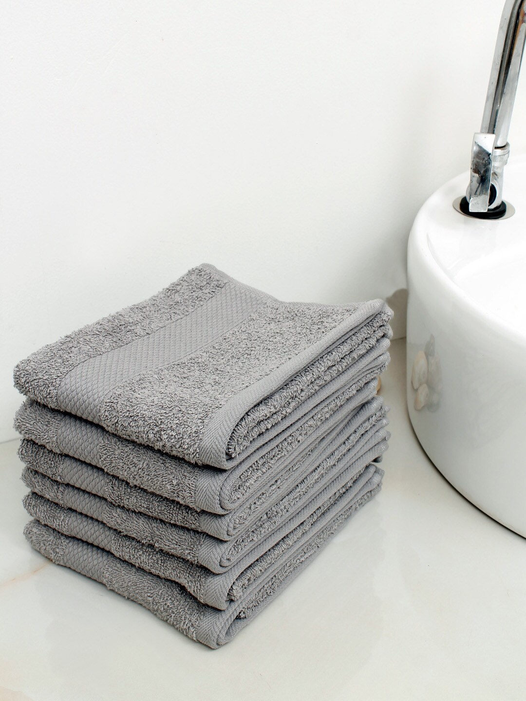 

AVI Living Grey 6-Pieces 500 GSM Highly Absorbent Pure Cotton Hand Towels