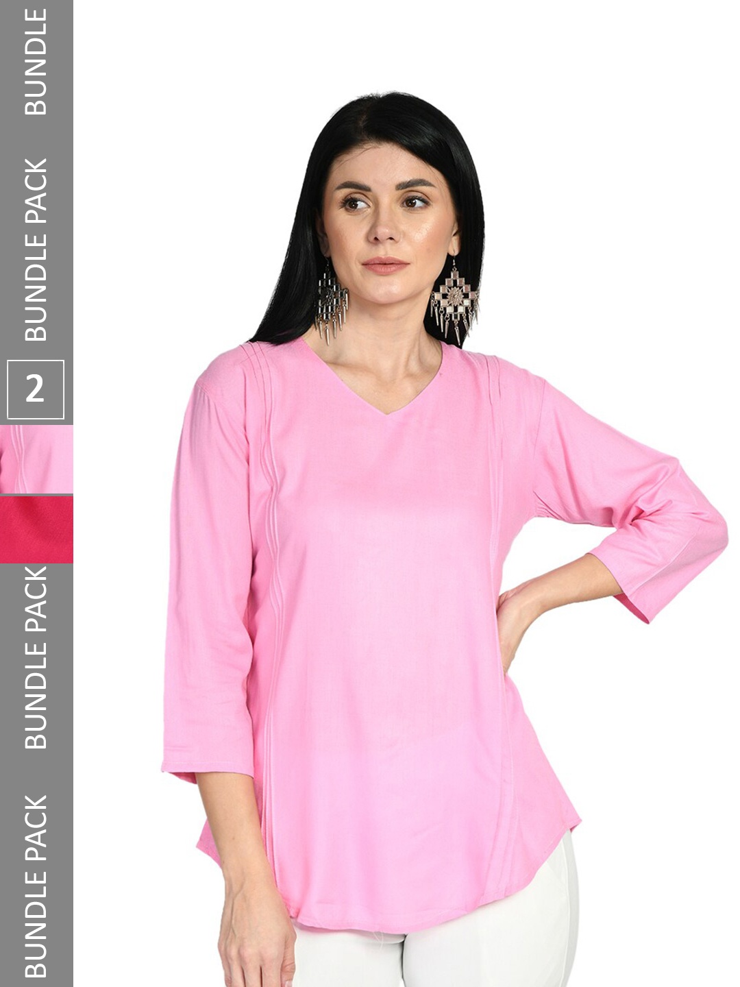 

IndiWeaves Pack Of 2 V-Neck Top, Multi