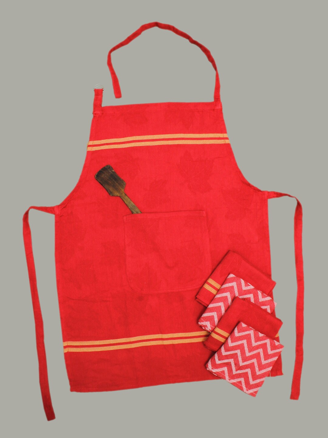 

AVI Living Sublime Red 5 Pieces Pure Cotton 250GSM Apron With Kitchen Towels
