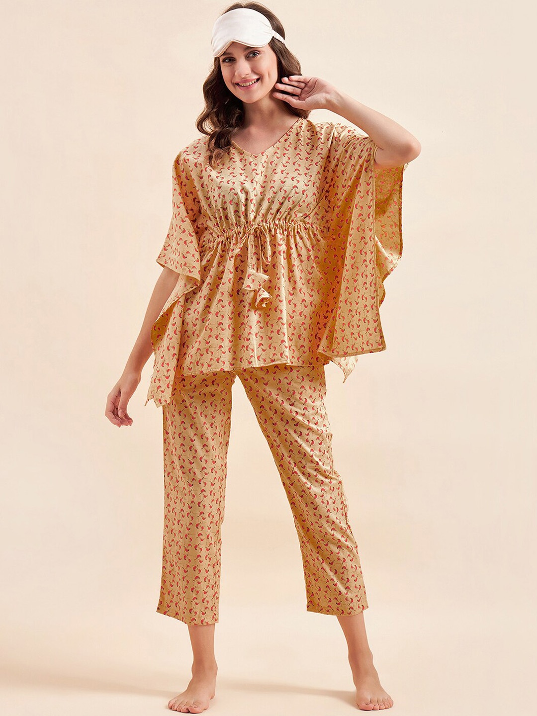 

Sweet Dreams Yellow & Red Conversational Printed Pure Cotton Night Suit