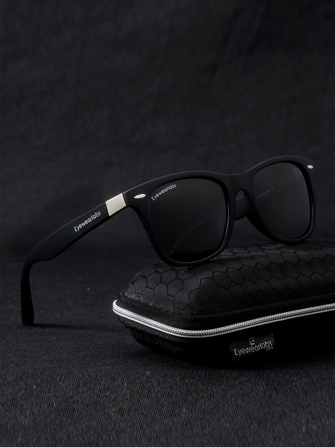

Eyewearlabs Rectangle Lens with Polarised and UV Protected Sunglasses BSC3EL1065, Black
