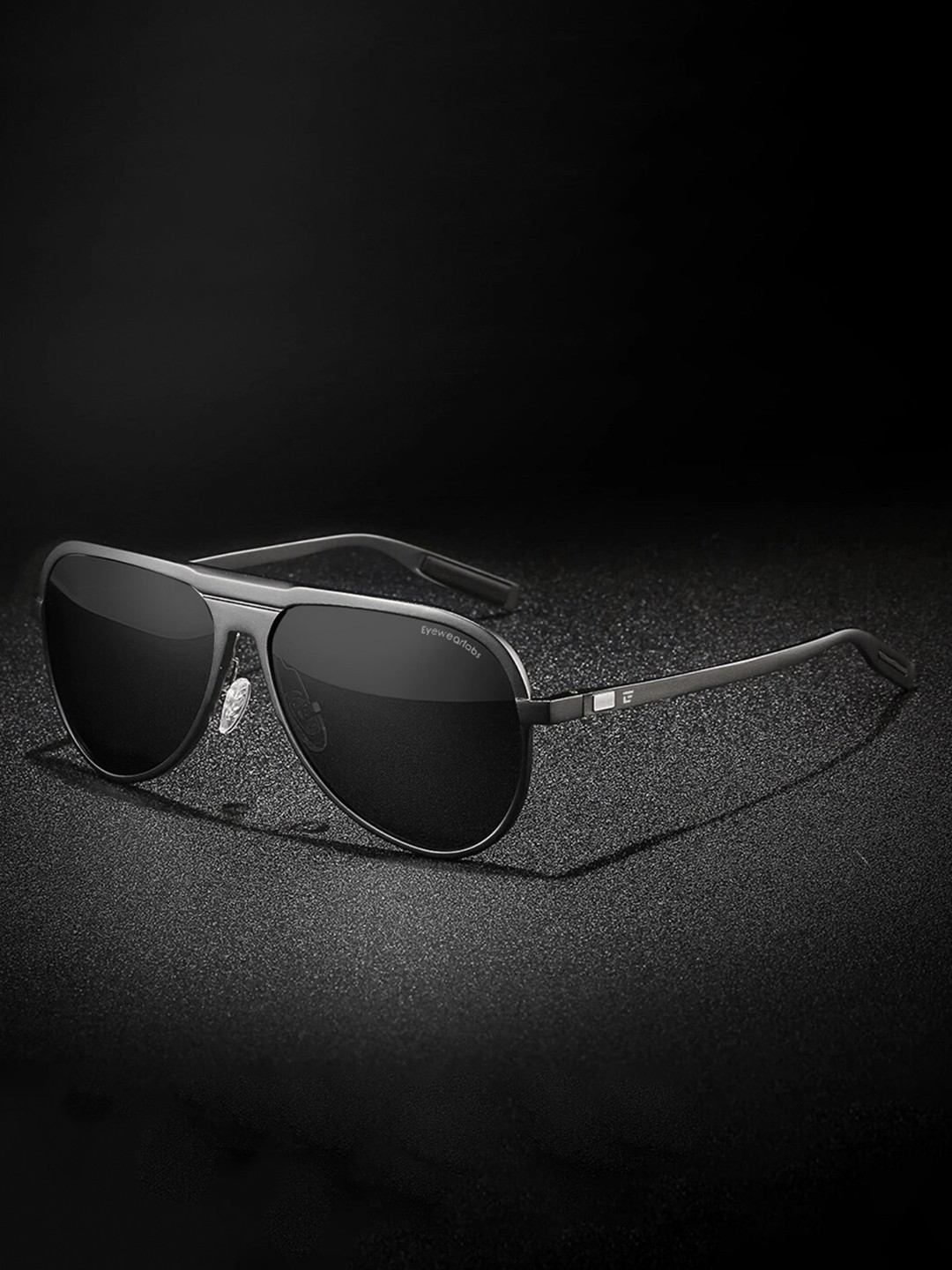 

Eyewearlabs Aviator Sunglasses with Polarised and UV Protected Lens CG9828SC1EL1017, Black