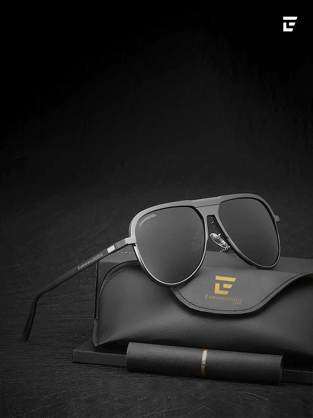 

Eyewearlabs Aviator Lens with Polarised and UV Protected Sunglasses CG9828SC2EL1017, Black
