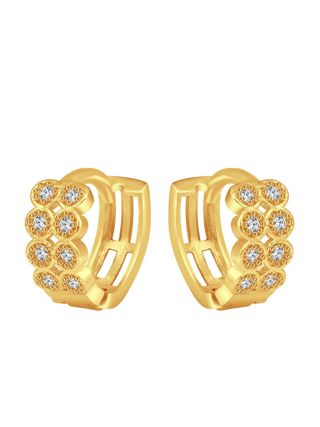 Vighnaharta Gold-Plated Floral Hoop Earrings