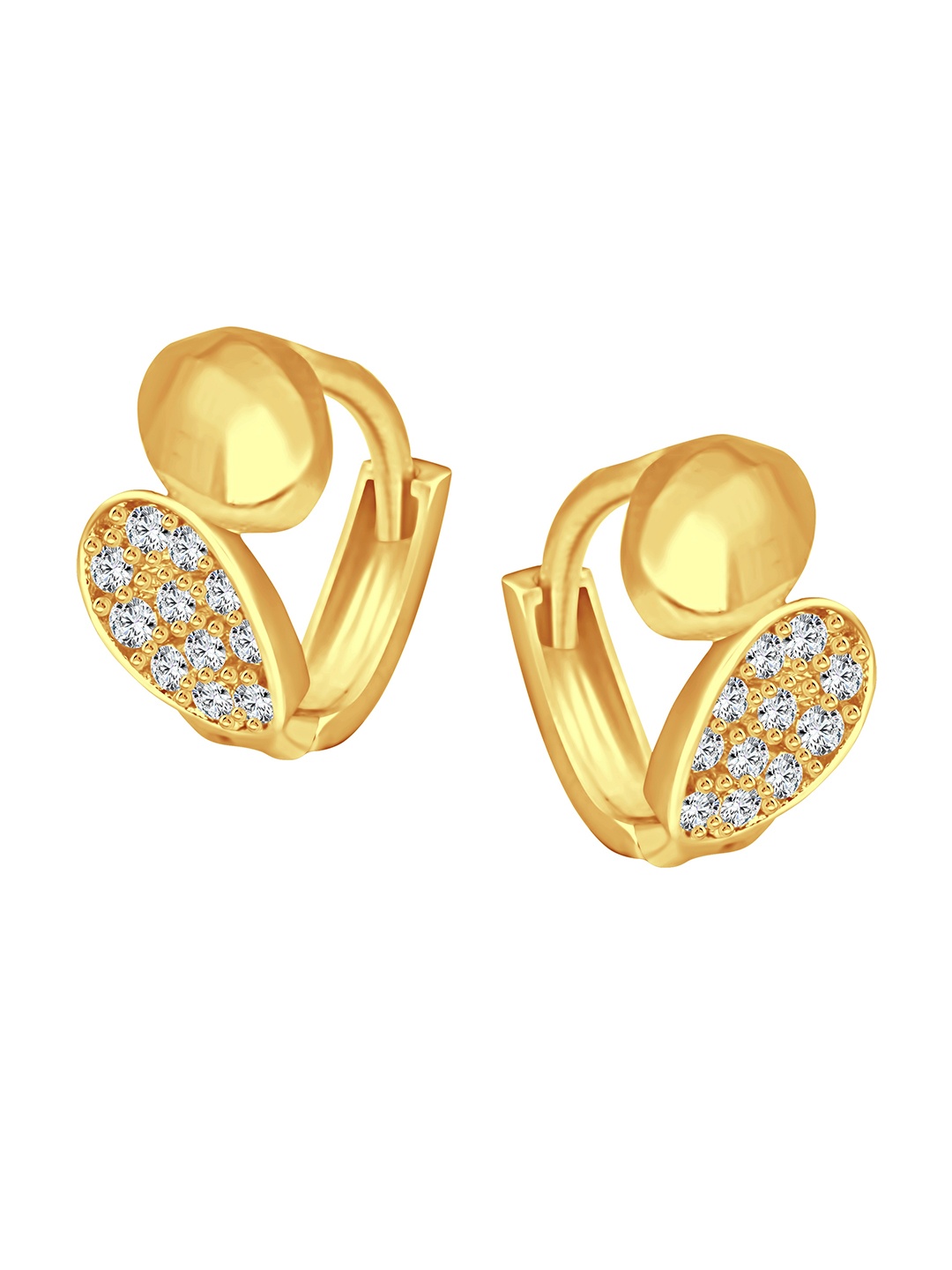 

Vighnaharta Gold-Plated Floral CZ Studded Hoop Earrings