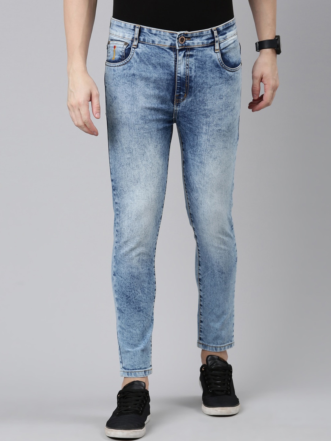 

CINOCCI Men Mid Rise Heavy Fade Clean Look Cotton Jeans, Blue